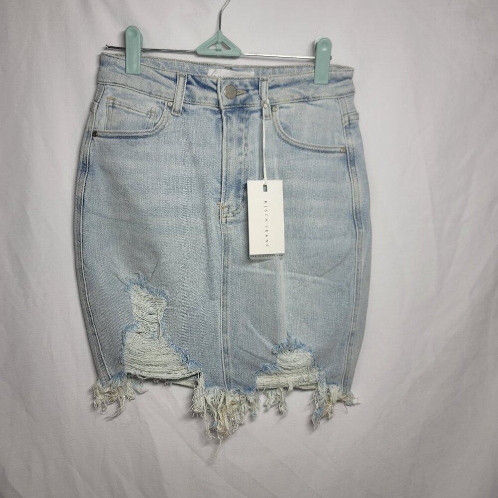 Risen NWT High Rise Pencil Mini Skirt (Size S) Distressed